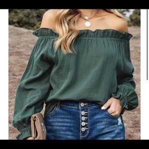 Brand new Olive Green off the shoulder top